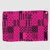 Roze Zwarte Gemengde Patchwork Ontwerp Golfhanddoek (Horizontaal)