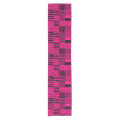 Roze Zwarte Gemengde Patchwork Ontwerp Korte Tafelloper (Voorkant)