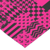 Roze Zwarte Gemengde Patchwork Ontwerp Korte Tafelloper (Hoek)
