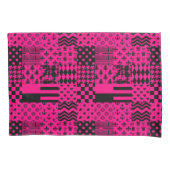 Roze Zwarte Gemengde Patchwork Ontwerp Kussensloop (Voorkant)
