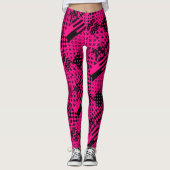 Roze Zwarte Gemengde Patchwork Ontwerp Leggings (Voorkant)