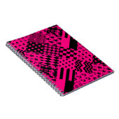 Roze Zwarte Gemengde Patchwork Ontwerp Notitieboek (Rechterzijde)