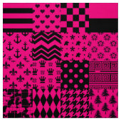 Roze Zwarte Gemengde Patchwork Ontwerp Stof (Swatch)