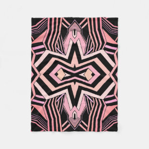 Roze & Zwarte Geometrische Patroon (kleur aanpasba Fleece Deken