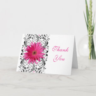 Roze Zwarte Gerbera Daisy Bloemige Trouw Dank Je W Bedankkaart