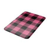 Roze & Zwarte Geruite Vierkanten Buffalo Plaid Badmat (Gekanteld)
