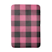 Roze & Zwarte Geruite Vierkanten Buffalo Plaid Badmat (Voorkant Verticaal)