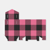 Roze & Zwarte Geruite Vierkanten Buffalo Plaid Bedankdoosjes (Uitgevouwen)