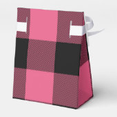 Roze & Zwarte Geruite Vierkanten Buffalo Plaid Bedankdoosjes (Achterkant)