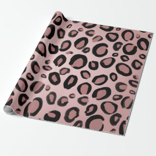 Roze & zwarte geschilderde cheeta luipaardprint st cadeaupapier