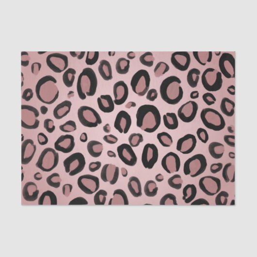 Roze & Zwarte Geschilderde Cheetah Luipaardprint S Tissuepapier (Voorkant)