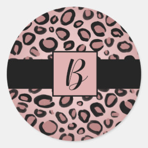 Roze & Zwarte Geschilderde Jachtluipaard Print Vle Ronde Sticker