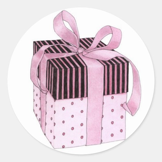 Roze & Zwarte Gift Sticker (Voorkant)