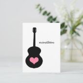 Roze/zwarte gitaarharttabel Briefkaart (Staand voorkant)