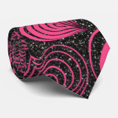 Roze Zwarte Glam Abstract Hartontwerp Stropdas (Opgerold)