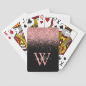 Roze Zwarte Glitter Elegante Script Naam Pokerkaarten (Achterkant)