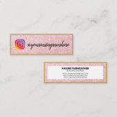 Roze zwarte Glitter Gold Sociale Media Mini Visitekaartje (Voorkant / Achterkant)