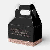 Roze zwarte glitter Modern Chic Roos Gold Dag Bedankdoosjes (Achterkant)