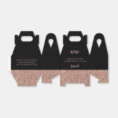Roze zwarte glitter Modern Chic Roos Gold Dag Bedankdoosjes (Uitgevouwen)