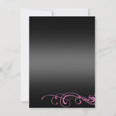 Roze & Zwarte Glitter Tiara Verjaardagsuitnodiging Kaart (Achterkant)