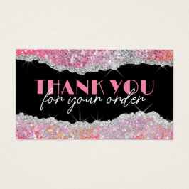 Roze zwarte glitterkaart visitekaartje
