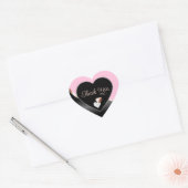 Roze Zwarte Golvende Roze Goud met Hartjes Dank Je Hart Sticker (Envelop)