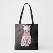  Roze Zwarte Gothic Cat Spider Web Tote Bag (Voorkant)