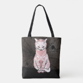  Roze Zwarte Gothic Cat Spider Web Tote Bag (Achterkant)