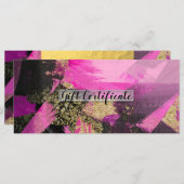 Roze zwarte gouden glitter modern cadeaubon (Voorkant / Achterkant)