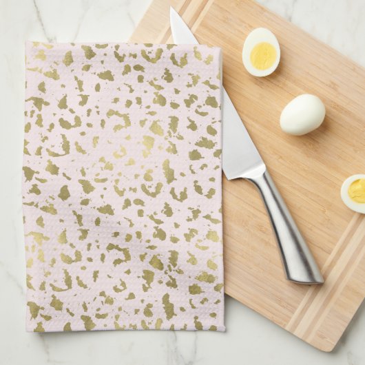 Roze, zwarte gouden proefafdrukken theedoek (Quarter Fold)