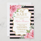 Roze zwarte gouden Roos Girl Baby shower Kaart (Voorkant)