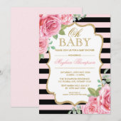 Roze zwarte gouden Roos Girl Baby shower Kaart (Voorkant / Achterkant)
