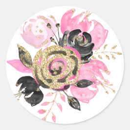 Roze, zwarte, gouden Sticker voor bruiloft