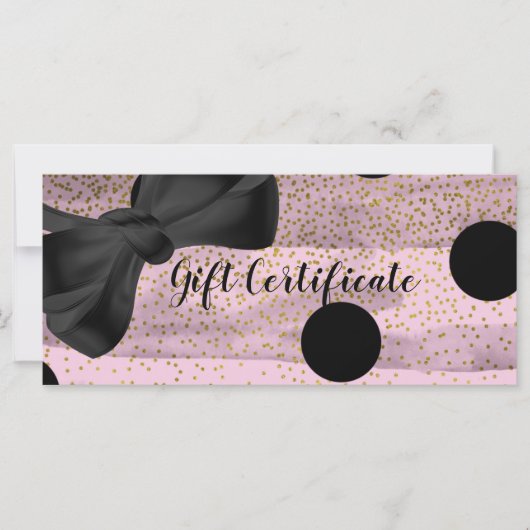 Roze & Zwarte Gouden Stippen Chic Cadeaubon (Voorkant)