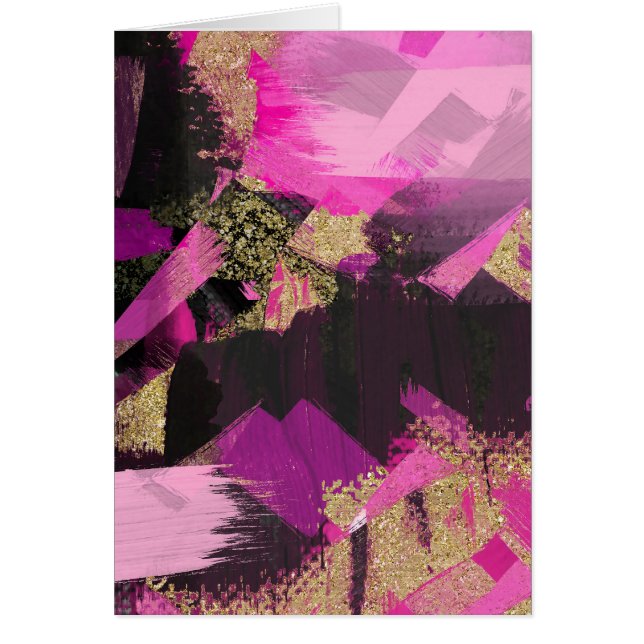 Roze zwarte goudglitter moderne borstelglam (Voorkant)