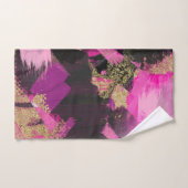 Roze zwarte goudglitter moderne borstelglam bad handdoek (Handdoek)