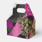 Roze zwarte goudglitter moderne borstelglam bedankdoosjes (Achterkant)