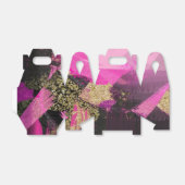 Roze zwarte goudglitter moderne borstelglam bedankdoosjes (Uitgevouwen)