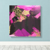 Roze zwarte goudglitter moderne borstelglam canvas afdruk (Insitu (Houten vloer))