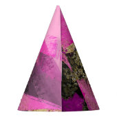 Roze zwarte goudglitter moderne borstelglam feesthoedjes (Achterkant)