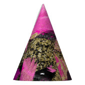 Roze zwarte goudglitter moderne borstelglam feesthoedjes (Links)