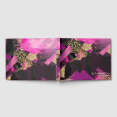 Roze zwarte goudglitter moderne borstelglam gastenboek (Volledig)