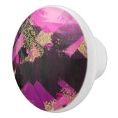 Roze zwarte goudglitter moderne borstelglam keramische knop (Rechts)