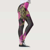 Roze zwarte goudglitter moderne borstelglam leggings (Rechts)