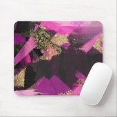 Roze zwarte goudglitter moderne borstelglam muismat (Met muis)