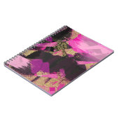 Roze zwarte goudglitter moderne borstelglam notitieboek (Linkerzijde)