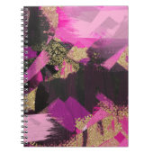 Roze zwarte goudglitter moderne borstelglam notitieboek (Voorkant)