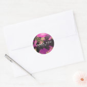 Roze zwarte goudglitter moderne borstelglam ronde sticker (Envelop)