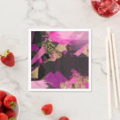 Roze zwarte goudglitter moderne borstelglam servet (Insitu)