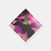 Roze zwarte goudglitter moderne borstelglam servet (Hoek)